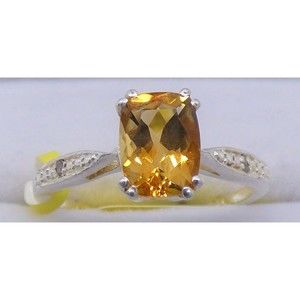Chuck Clemency Yellow Citrine Gemstone Ring Solitaire Sterling Silver 925 Size 7